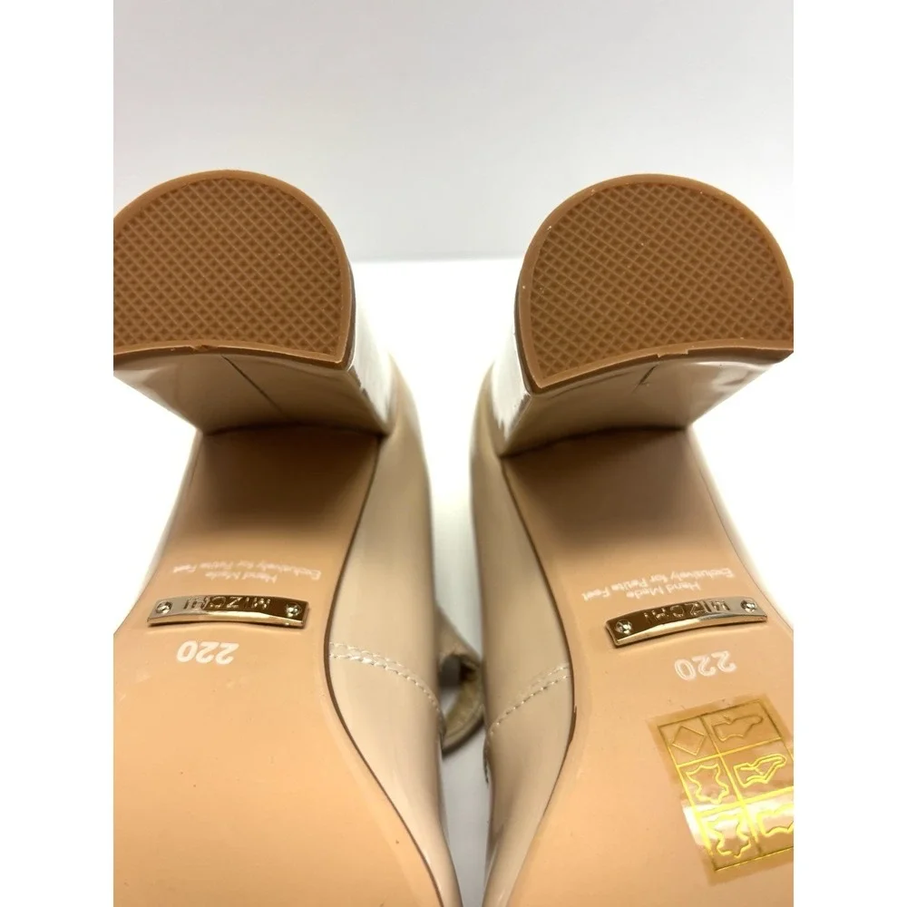 MIZCHI Lalita Beige Patent Leather Mary Jane Heels Womens US 4.5 EU 34.5